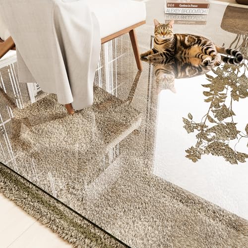 Tempered Glass Chair Mat 48"x36" – Ultra-Clear Office Chair Mat for Hardwood Floors & Low-Pile Carpets – Heavy-Duty 0.2" Scratch-Resistant Surface with Non-Slip Pads – Supports 1,000 lbs - size: 48"x36"