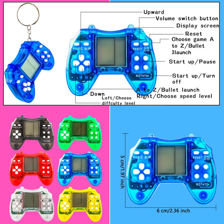 18 Pack Mini Video Game Keychain Small Gamepads Keychains for Video Game Party Favors Birthday School Party Gifts (Color Style 1)