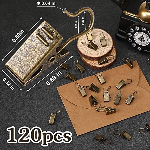 JANYUN 120 Pack Clip Hook Set Curtain Clips for Picture Home Decoration Art Craft Outdoor Dispaly Hang Light Clip - color: Bronze