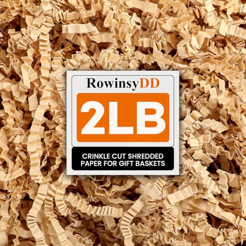 RowinsyDD 2LB Kraft Crinkle Paper Filler, Brown Cut Shredded Paper for Gift Baskets Packaging Wrapping Cushion Stuffing Box Filler for Easter Christmas Wedding Birthday Bridesmaid - color: Kraft, size: 2LB