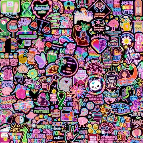 2-3 Inches 120Pcs Neon Stickers, Mixed Sizes Waterproof Vinyl Decals, Residue-Free Removable Aesthetic Stickers for Water Bottle Laptop Skateboard, Trendy Neon Decor for Kids Teens Adults - style: Cool Neon, Funny Cartoon, Trendy Aesthetic