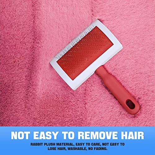 2Pack Car Front Seat Cushion, Soft Warm Faux Rabbit Fur Winter Auto Seat Cover, Fluffy Plush Vehicle Seat Protector Pad with Non-Slip Backing, Car Accessories for Home and Office Chair (Pink) - color: Pink
