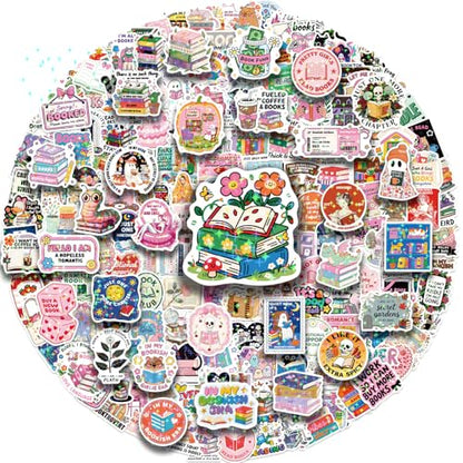 200 PCS Romance Book Stickers for Kindle, Holographic Bookish Sticker Pack Reading Glitter Vinyl Decals for Laptop Water Bottles Journal Scrapbook Waterproof