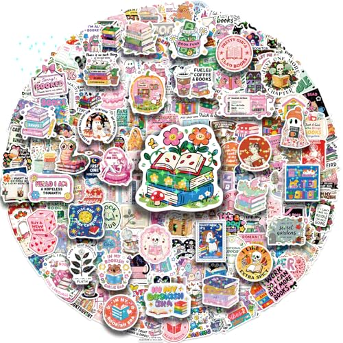 200 PCS Romance Book Stickers for Kindle, Holographic Bookish Sticker Pack Reading Glitter Vinyl Decals for Laptop Water Bottles Journal Scrapbook Waterproof