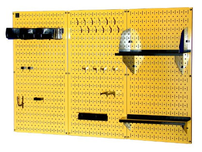 Wall Control 4 ft Metal Pegboard Standard Tool Storage Kit with Yellow Toolboard and Black Accessories - color: Yellow