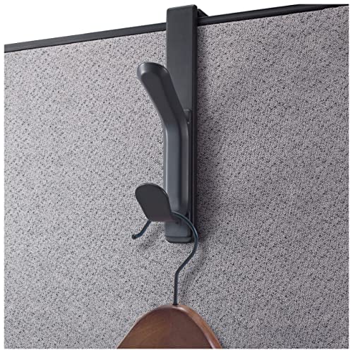 Officemate Double Coat Hooks for Cubicle Panels, Adjustable 1.25-3.5 Inch, Charcoal (22005) - color: Black