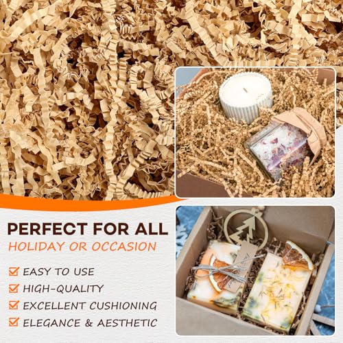 RowinsyDD 2LB Kraft Crinkle Paper Filler, Brown Cut Shredded Paper for Gift Baskets Packaging Wrapping Cushion Stuffing Box Filler for Easter Christmas Wedding Birthday Bridesmaid - color: Kraft, size: 2LB