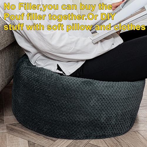 Asuprui Pouf Ottoman Unstuffed Ottoman Foot Rest No Filler Soft Foot Stool 20x20x12 Inches Fuzzy Chair Floor Pouf Chair with Storage for Living Room Bedroom Dark Gray - color: Dark Gray