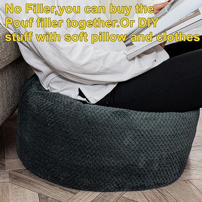 Asuprui Pouf Ottoman Unstuffed Ottoman Foot Rest No Filler Soft Foot Stool 20x20x12 Inches Fuzzy Chair Floor Pouf Chair with Storage for Living Room Bedroom Dark Gray - color: Dark Gray