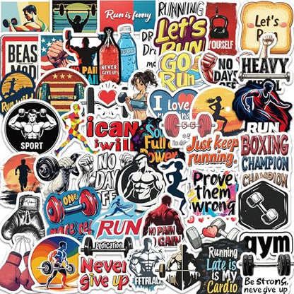 DETICKERS Fitness Stickers Sports Stickers for Gym Lovers Water Bottles 50 PCS Waterproof Vinyl Motivational Stickers Gifts - style: Gym