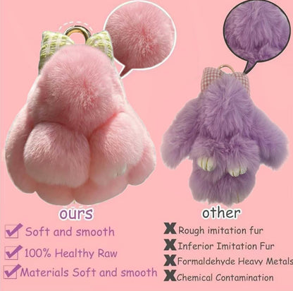 Handmade Soft Bunny Keychain, Includes Matching Tin, Charming Rabbit Design, Perfect for party gifts, Christmas. - color: Purple, size: big