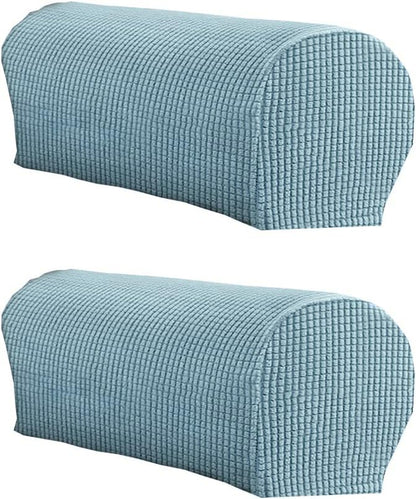 LINGXIYA Set of 2 Sofa Armrest Cover, Soft Stretch Arm Cover for Recliners Sofas Chairs,Couch Furniture Armrest Protector Covers - color: Sky Blue