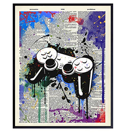 Remote Control Wall Decor - Gaming Graffiti Art - Street Art Poster Print for Game Room, Dorm, Bar, Boys Room, Bedroom - Gift for Gamers, Xbox, PS4, Playstation, Video Game, Arcade Fans, Men, Teens - size: 8"L x 10"W
