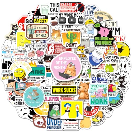 YTSQLER 200 PCS Funny Work Stickers, Work Stickers for Adults Coworkers Men Women, Vinyl Office Decals for Laptop Water Bottle Desk Cup