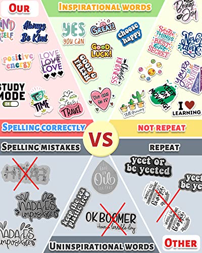 Greingways 300 PCS Inspirational Stickers for Adults, Motivational Water Bottle Stickers for Teens Kids Teachers, Journaling Scrapbook Laptop Positive Quote Vinyl Sticker for Vision Board Supplies - style: 300 Pcs Quote