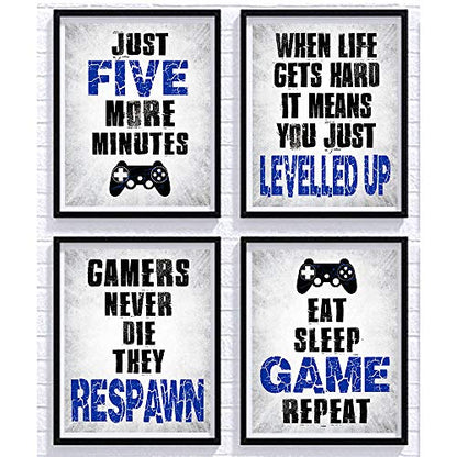 CHIEN-CHI LILI Vidro Game Decor Set of 4 (8”X10”), Game Themed Art Print Room Wall Decoration Gift, Boys Bedroom, Gamer room, Kids room, No Frames(GAME)