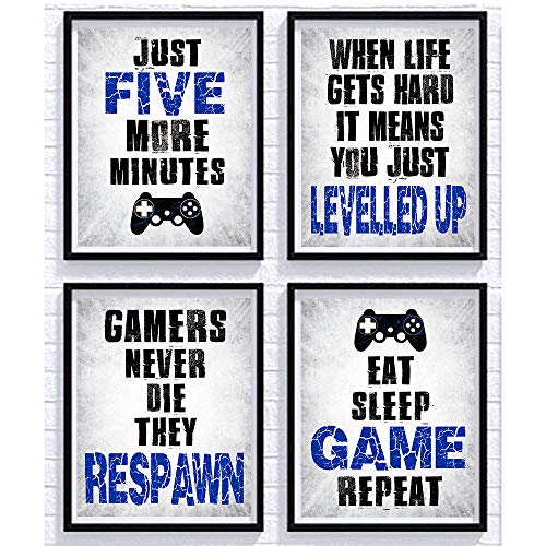 CHIEN-CHI LILI Vidro Game Decor Set of 4 (8”X10”), Game Themed Art Print Room Wall Decoration Gift, Boys Bedroom, Gamer room, Kids room, No Frames(GAME)