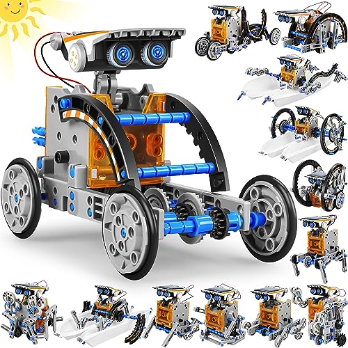 Bottleboom STEM 13-in-1 Education Solar Power Robots Toys for Boys Age 8-12, Educational Toy Science Kits for Kids Experiment Robotics Set Birthday Gifts for 8 9 10 11 12 Years Old - color: Blue Gray