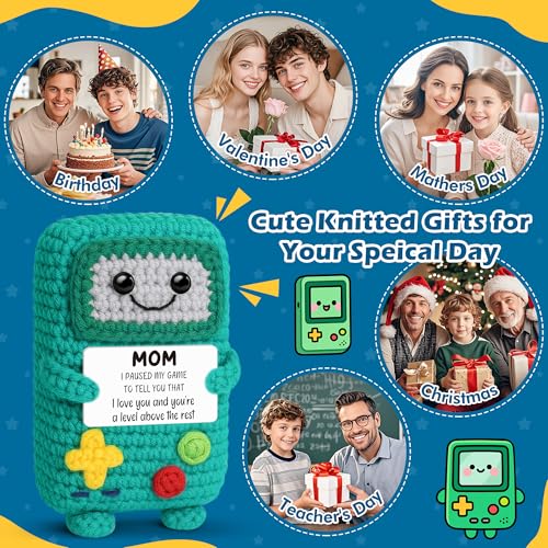 Busy Gaming Life Mom Birthday Gifts from Daughter Son, Funny Gift for Mother in Law Bonus Step Mother, for Mama, I Love You Mom Gift for Mothers Day, Positive Handmade Crochet Present - style: Mom