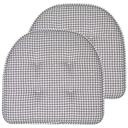 Sweet Home Collection Chair Cushion Memory Foam Pads Tufted Slip Non Skid Rubber Back U-Shaped 17" x 16" Seat Cover, 2 Count (Pack of 1), Houndsooth Gray - color: Houndsooth Gray, size: 2 Pack, style: Foam Pads