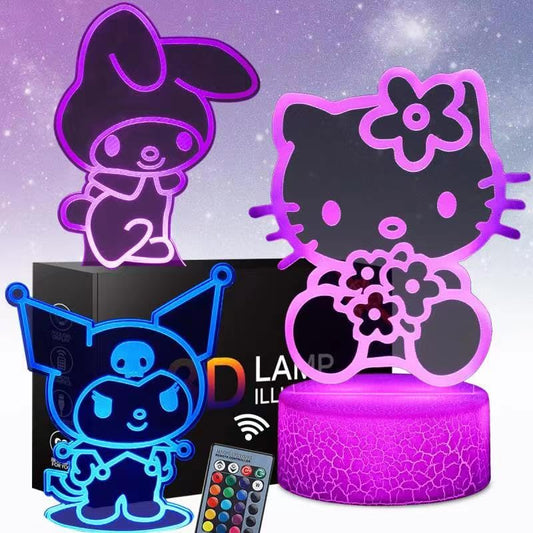 sunduck Pink Kitty Acrylic Night Light with Corded Control- Dreamy Girls Room Decor, Perfect Birthday/Christmas Gift for Kids, Unique Holiday Present (Kitty3PC) - color: Kitty3PC