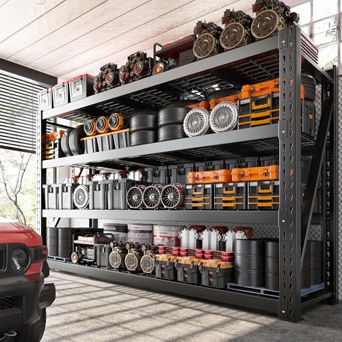 Bepatio 8000LBS Heavy Duty Garage Shelving,77" W Industrial Storage Shelves,4 Tier Adjustable Metal Shelving Unit,Rust Proof Large Tall Steel Rack for Shop,Basement,Warehouse,Commercial 24" D x 72" H - size: 77"W x 24"D x 72"H, 4-Tier