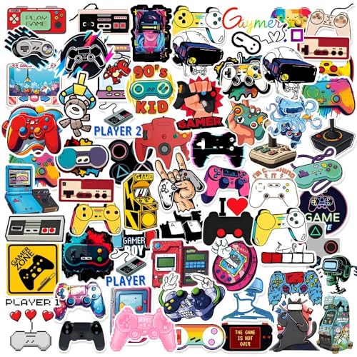 DETICKERS Video Game Party Favor Stickers for Boys 8–12, 100 PCS Gaming Water Bottle Stickers Waterproof Vinyl Classroom Rewards Gamer Gifts for Teen Boys - style: Video Game