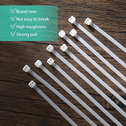 Shappy 12 Inch 50 Pcs Zip Ties Heavy Duty Strong Large Cable Wire Ties Zip Industrial Sturdy Wire, Awnings Tying Branches Bundling of Crops Fixed Water Pipes (White) - color: White, size: 12 inch
