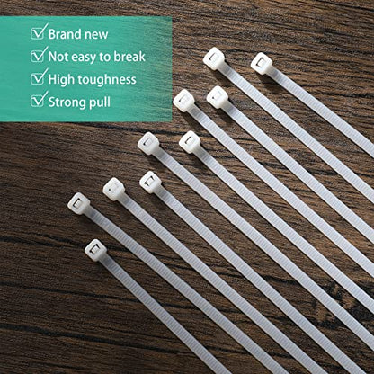 Shappy 12 Inch 50 Pcs Zip Ties Heavy Duty Strong Large Cable Wire Ties Zip Industrial Sturdy Wire, Awnings Tying Branches Bundling of Crops Fixed Water Pipes (White) - color: White, size: 12 inch