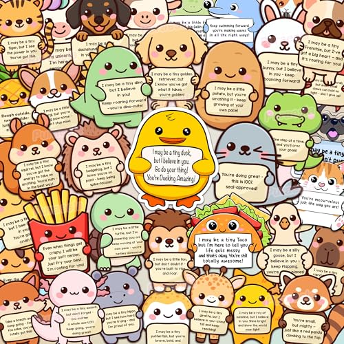 100PCS Emotional Support Animal Stickers by Puraesla– Affirmation Sticker Pack for Adults or Kids Cute Inspirational Buddies for Water Bottles, Laptops, Phones, Positive Quote Vinyl - size: M - 100PCS