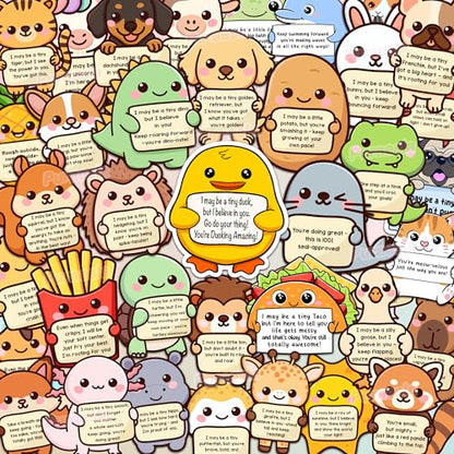 100PCS Emotional Support Animal Stickers by Puraesla– Affirmation Sticker Pack for Adults or Kids Cute Inspirational Buddies for Water Bottles, Laptops, Phones, Positive Quote Vinyl - size: M - 100PCS