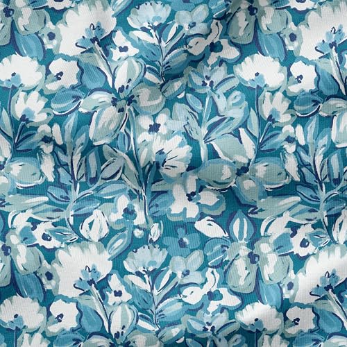Arden Outdoor Midback Chair Cushion, 18 x 16.5, Rain-Proof, Fade Resistant Aqua Blue Fusion Floral - color: Aqua Blue Fusion Floral