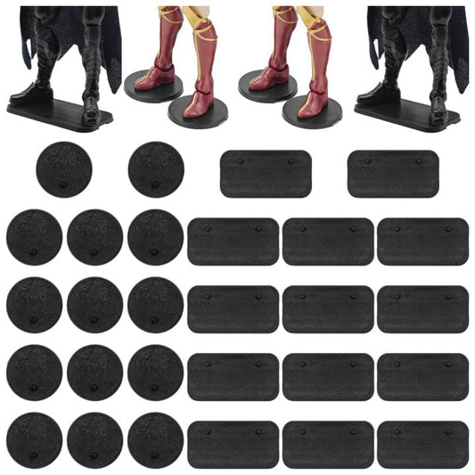 28PCS 6inch Action Figure Stand Bases, Assembly Display Holder Accessories, Fit for Most 1/12 Scale Mavel Legends Series/Gi Jeo Classified Series/D C/Mo tu Figures, Black/ Mix Square & Round Shape - color: 28PACK Black(Square&Round)