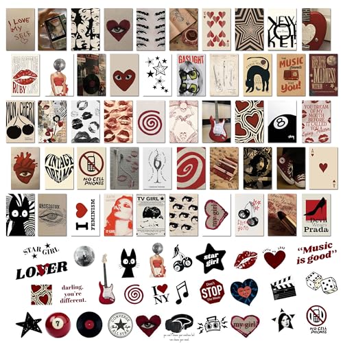 Kizbok Downtown Girl Room Decor Y2K Posters, 50pcs Vintage Downtown Girl Poster Set with Stickers, Retro Y2K Room Decor 4x6 Wall Collage Kit for Teen Girls Bedroom Decor - color: Downtown girl room decor