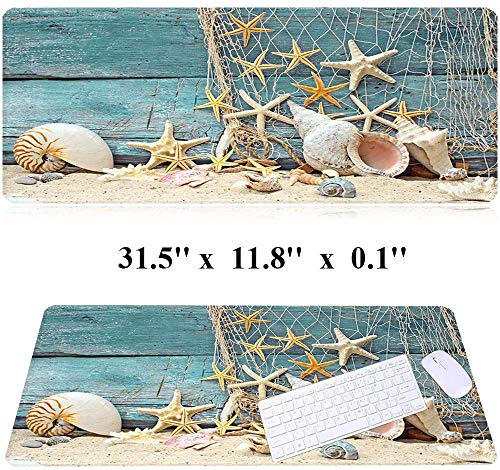 31.5x11.8 Inch Non-Slip Long Extended Large Gaming Mouse Pad with Stitched Edges XL Laptops Keyboard Mouse Mat(Starfish) - color: Sea Star