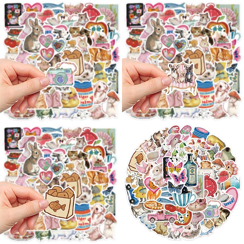 50PCS Cute Watercolor Animal Stickers Vinyl Waterproof Aesthetic Cartoon | Water Bottles, Journals, Laptops, Scrapbooking, Whimsical Decor, Adults - style: animal