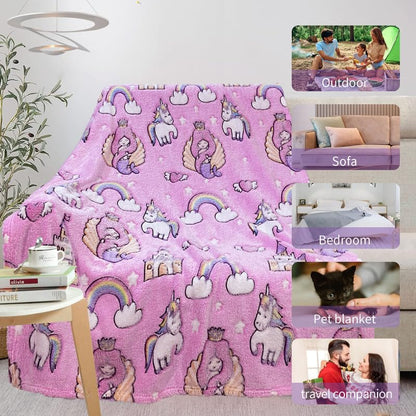 COMFAR Mermaid Blanket for Girls 4-6, Mermaid Gifts, Kids Blanket, 40"x 50", Pink, Glow in the Dark - color: Mermaid, size: 40"x 50"
