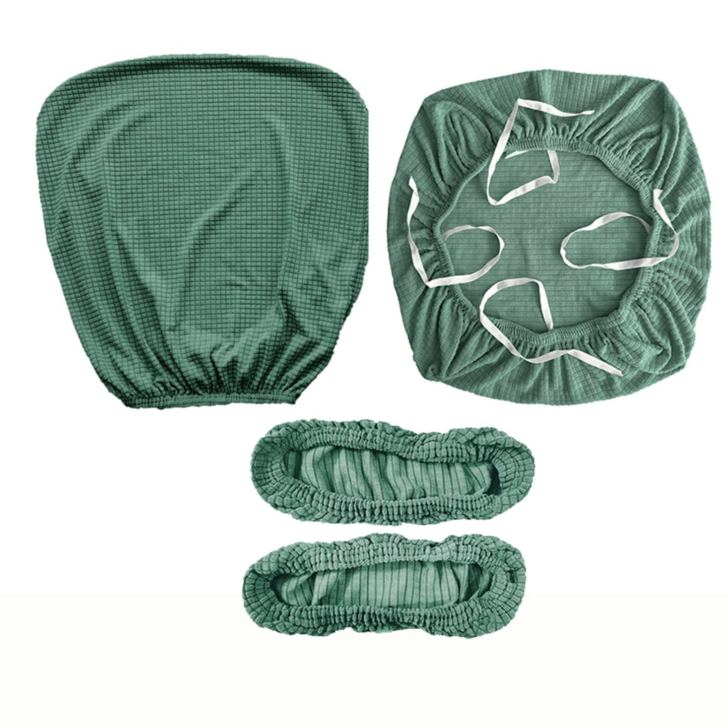 HAPPYDOG 4 Pcs Office Chair Covers Set Stretchable Protective Rotating Computer Chair Seat Covers with Armrest Covers (Green) - color: Green