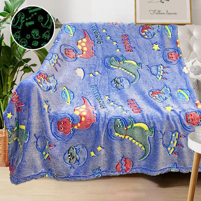 PersoblastIC Dinosaur Blanket for Kids, Glow in The Dark, Soft Fleece, Toddler & Baby Size (60"x80") - color: Dinosaur 1, size: 60"x 80"