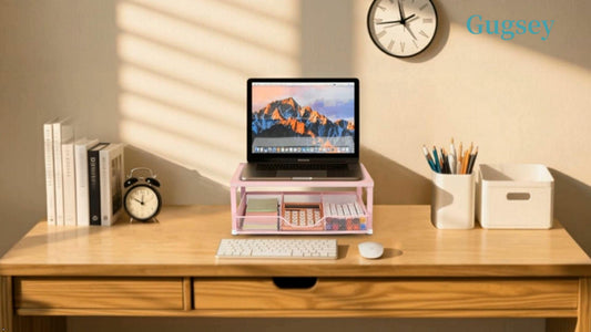 Small Laptop Stand for Desk, Monitor Stand Riser, Office Desk Accessories, Computer Desktop Stand with Drawer for Home, Office, School (Bronze) - color: Bronze-Small